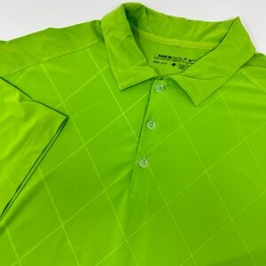 Nike‎ Golf Dri-Fit Men's Large Green Polo Shirt Short Sleeve Polyester Spandex
